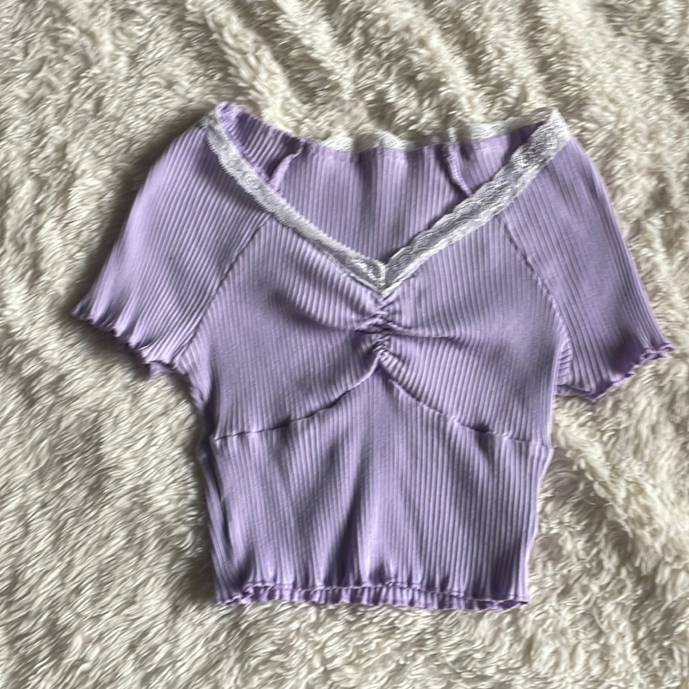 SHEIN ribbed Light purple crop top
